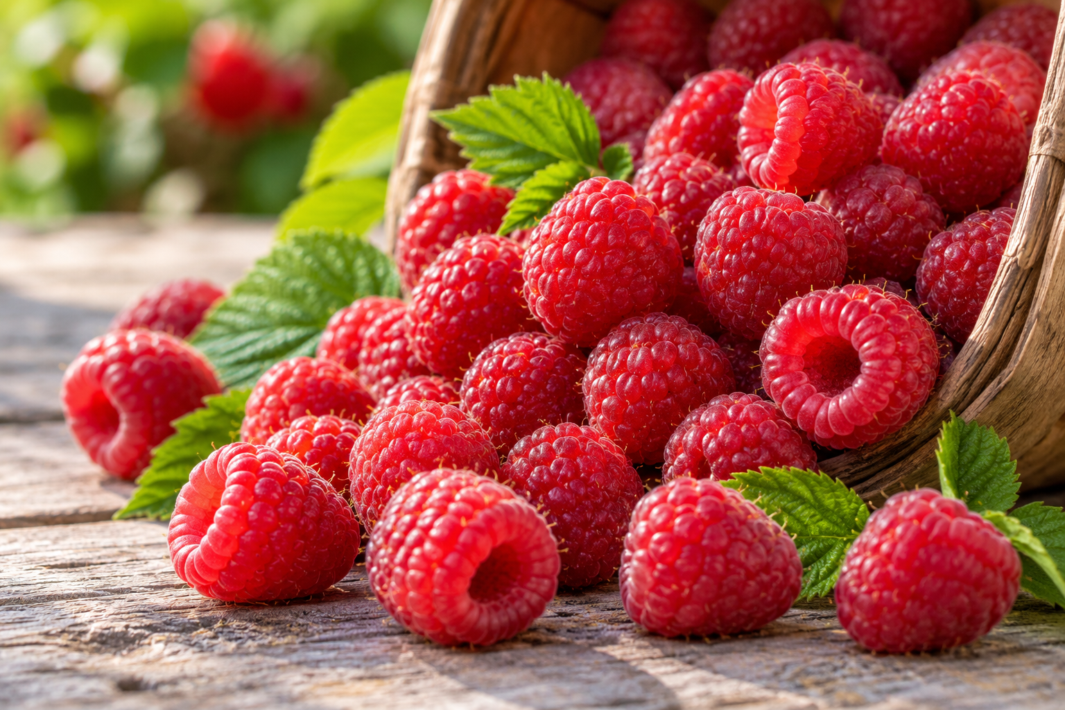 Fresh raspberries in close-up
